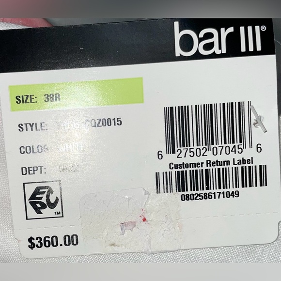 Bar Ill Men Slim fit Double Breasted Sport Coat Blazer 38R White Linen Brand New - Picture 6 of 7